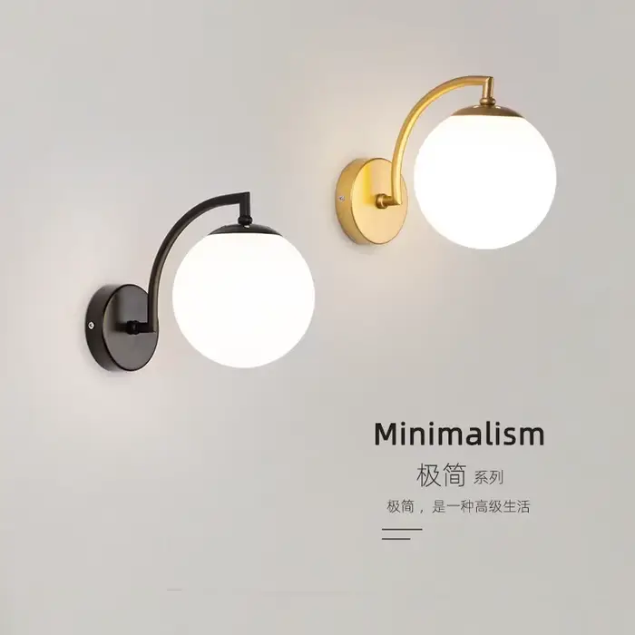 Lampes murales LED modernes boule de verre applique murale nordique minimaliste salon chambre chevet