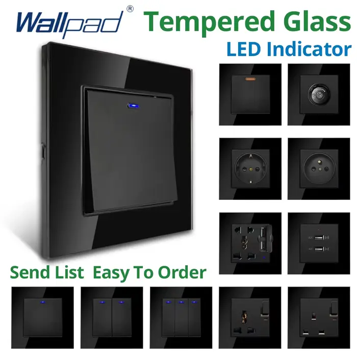 Interrupteur mural Wallpad avec panneau en verre trempé, indicateur LED, prise USB, interrupteur à bascule pour améliorer l'esthétique et la sécurité de votre maison occasions spéciales-decoration-interieur