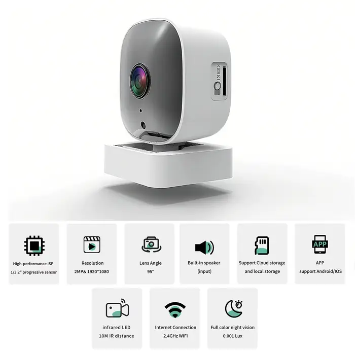 Caméra de sécurité IA 2.5K, caméras intérieures/extérieures pour la sécurité domestique, moniteur bé