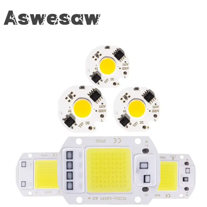 Puce COB LED intelligente IC 10W 20W 30W 50W 220V, pas besoin de pilote, ampoule LED 3W 5W 7W 9W pou