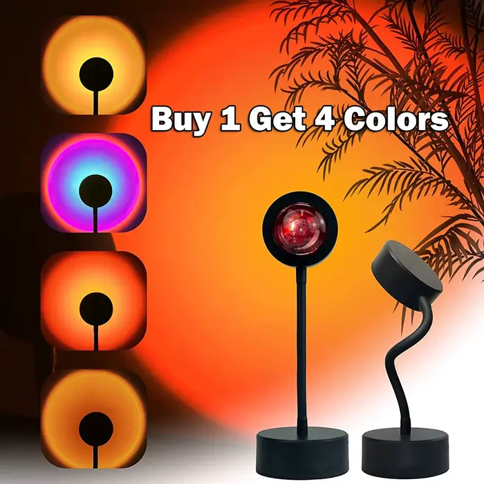 Lampe de coucher de soleil USB, projecteur de coucher de soleil, lumière d'ambiance, salon, chambre 