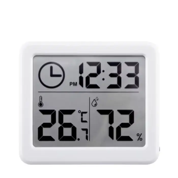 Horloge numérique de bureau avec affichage de la température et de l'humidité
