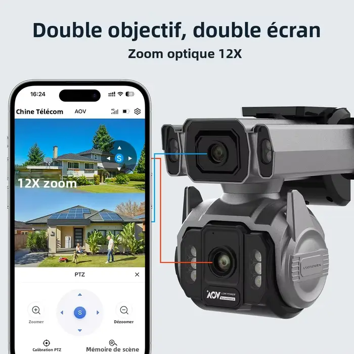 Caméra de surveillance extérieure solaire LS VISION avec enregistrement vidéo 24h/24 et 7j/7