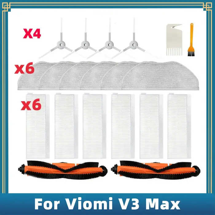 Pour Xiaomi Viomi V3 Max Robot aspirateur brosse latérale principale filtre Hepa vadrouille chiffon 