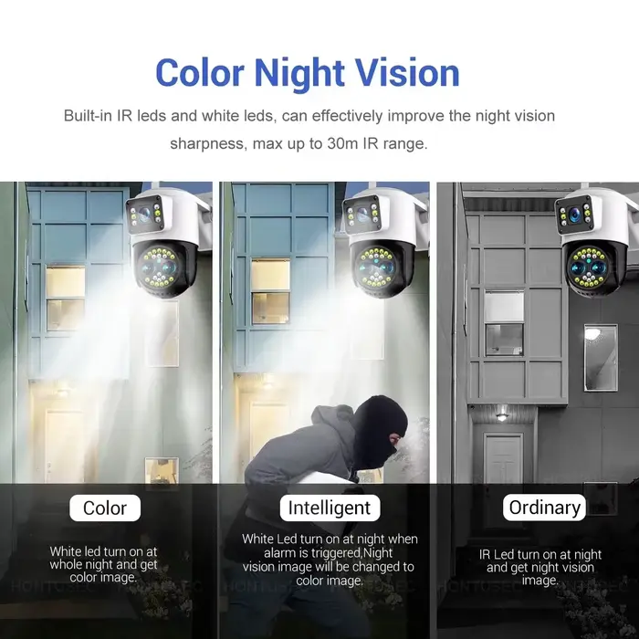 Yoosee 4K 8MP trois objectifs double écrans 10X Zoom optique extérieur étanche suivi automatique couleur Vision nocturne caméras de Surveillance