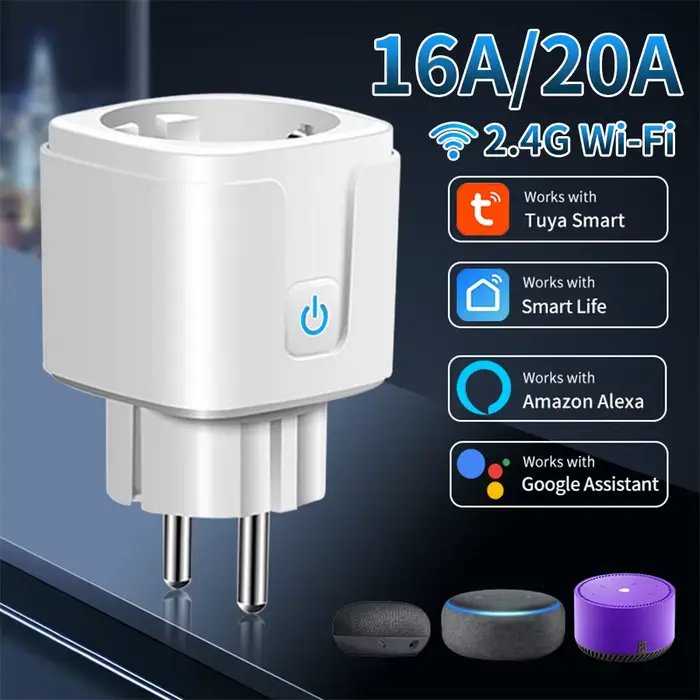 Prise de courant intelligente WiFi ue 16/20A avec synchronisation de surveillance de l'alimentation 