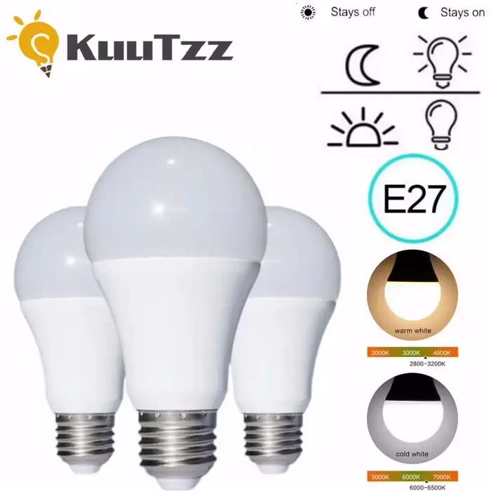 Ampoule LED E27 Dusk To Dawn Sensor Capteur Lumière Automatique 5W 7W 9W 12W Blanc Chaleur Haute Luminosité Longue Durée Vie Salon Usage Occasions Spéciales