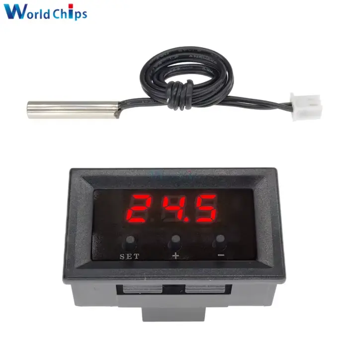 Thermostat numérique DC 12V Mini W1209, LED rouge, contrôle de température, contrôleur Therye.com, t