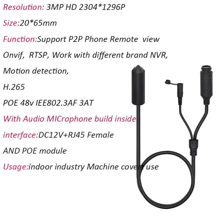 Caméra IP Miniature Cylindrique POE P2P Onvif 1080P 8MP 5MP 3MP avec Audio pour l'Industrie - Vente 