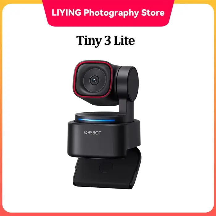 Webcam OBSBOT Tiny 3 Lite 4K avec audio spatial IA et suivi IA à distance, caméra PTZ avec capteur C