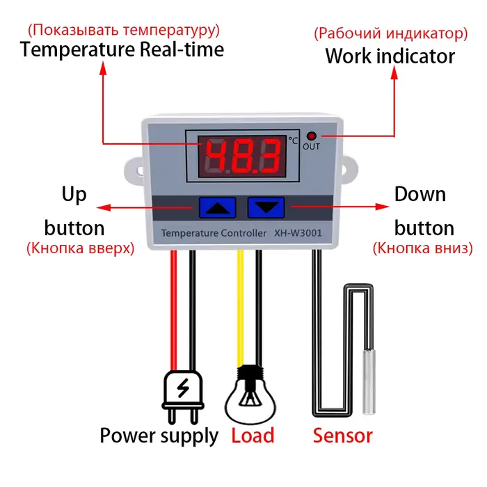 W3001 contrôle numérique température micro-ordinateur Thermostat interrupteur thermomètre nouveau thermorégulateur 12/24/220V