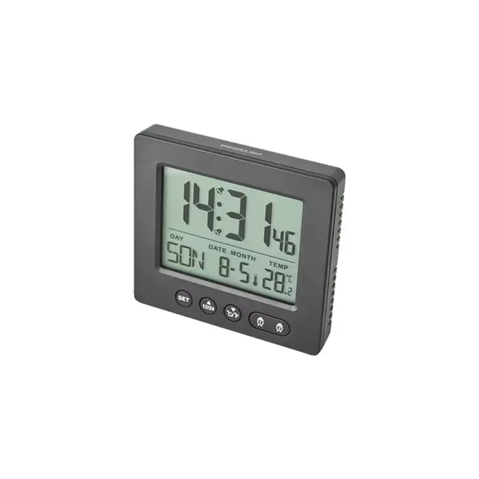 Réveil radio numérique avec thermomètre, fonction 5 minutes, 2 réglages d'alarme, horloge simple pou
