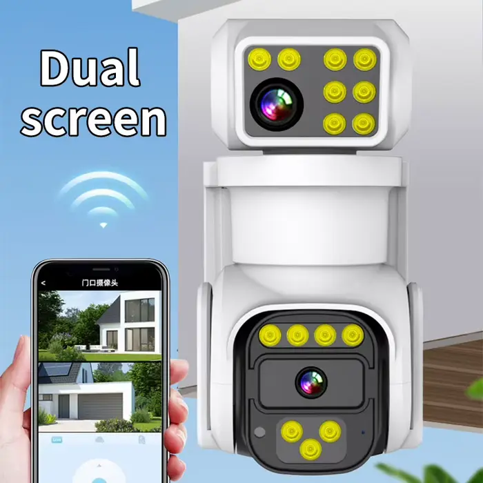 Caméra dôme IP PTZ 4G/WiFi 4MP iCam365 APP à double objectif, détection humanoïde IA couleur intégra