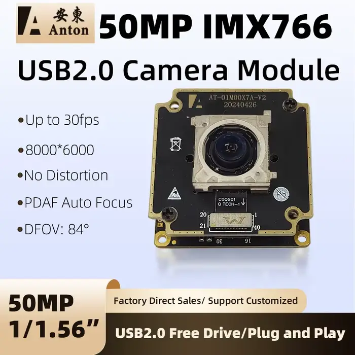 Module de caméra USB2.0 8000 x 6000 IMX766 50MP avec autofocus PDAF
