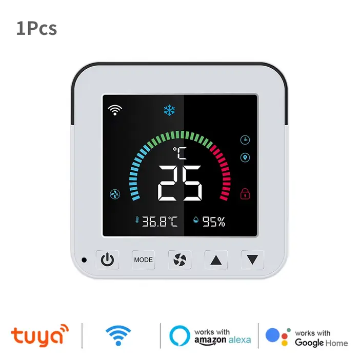 Thermostat WiFi Tuya pour climatiseur, contrôle IR de la température et de l'humidité, écran tactile