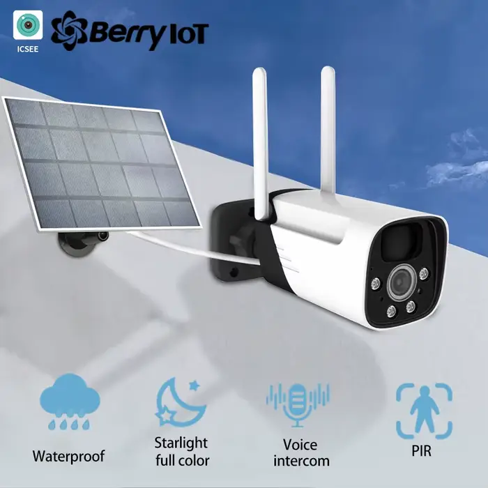 Caméra de sécurité WIFI extérieure à énergie solaire 3MP CCTV vision nocturne caméra haute définition couleur détection humaine PIR ICSEE