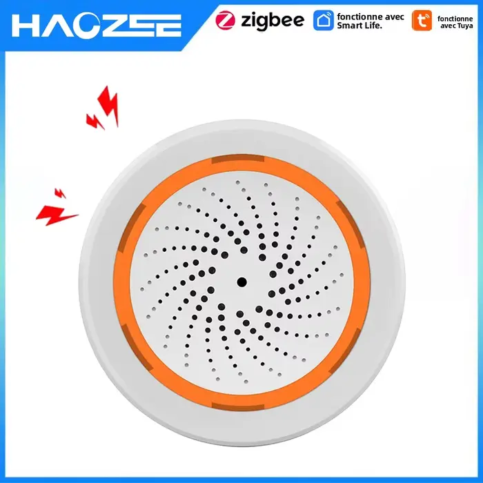 Haozee Tuya ZigBee sirène intelligente alarme 90dB lumière sonore