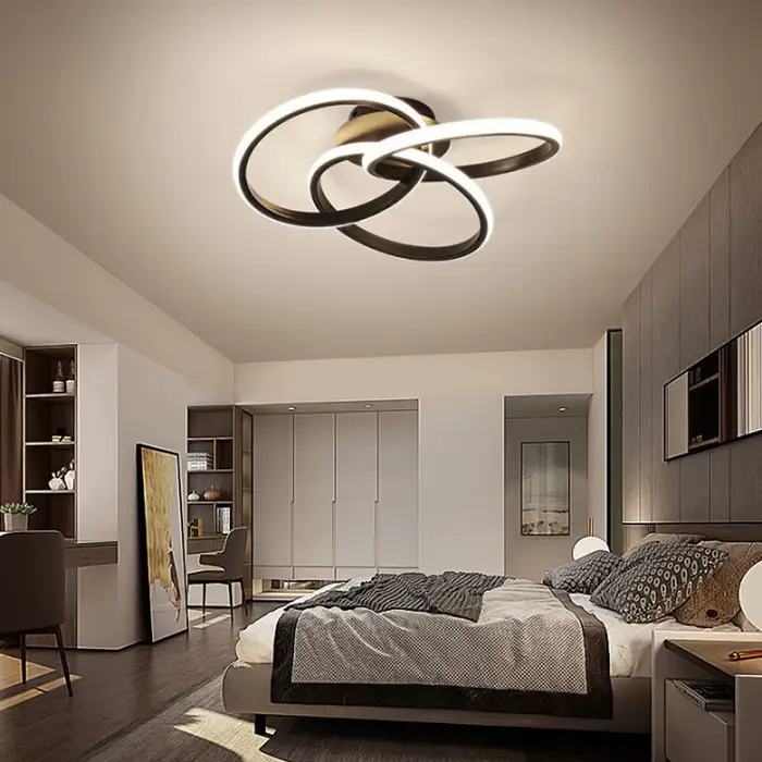 Plafond moderne à LEDs lampe noir 3 cercle éclairage intérieur salon couloirs couloirs balcons burea