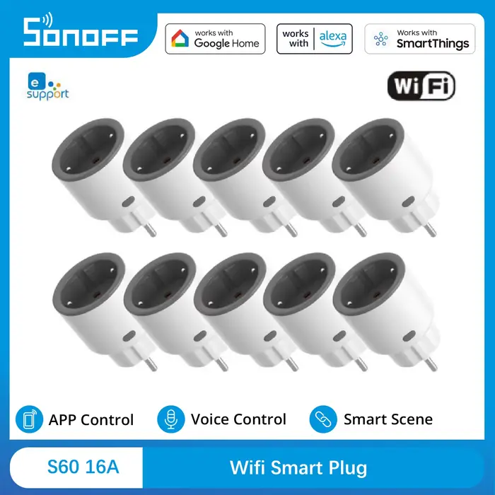 Prise Wi-Fi intelligente SONOFF S60 EU Protection contre les surcharges minuterie scène télécommande via EWeLink maison IFTTT occasions spéciales