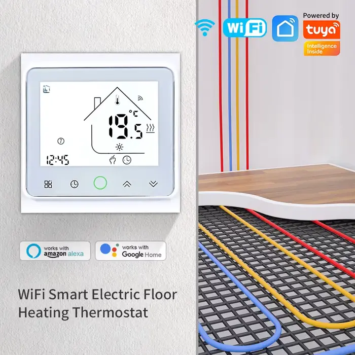 Thermostat WiFi intelligent Tuya pour chauffage au sol/eau/chaudière à gaz, compatible avec Alice, A