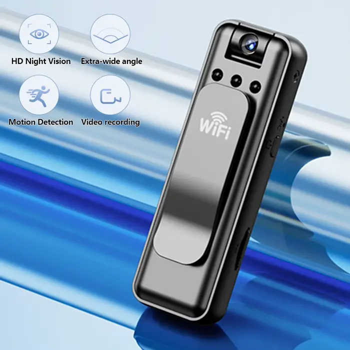 Caméra de surveillance sans fil WiFi portable pour la sécurité intérieure et extérieure avec détection de mouvement et enregistrement audio vidéo