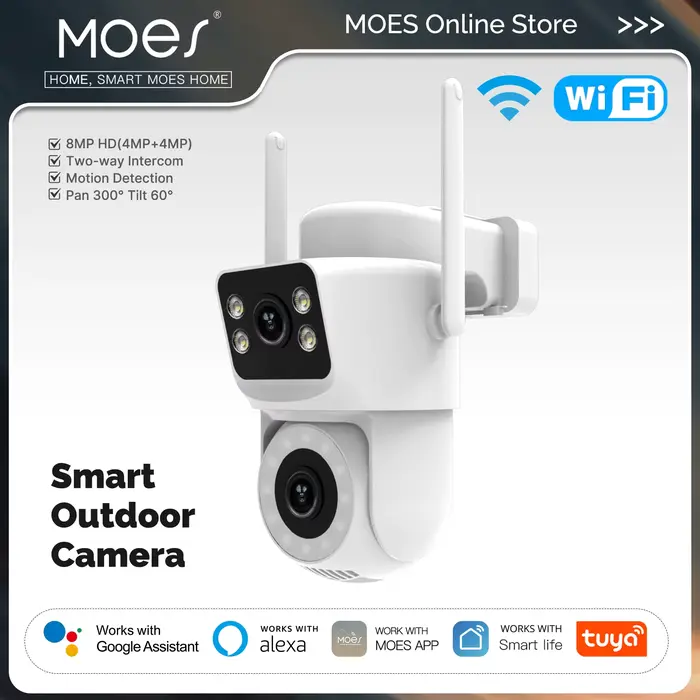 Moes Tuya – caméra de sécurité extérieure intelligente WiFi