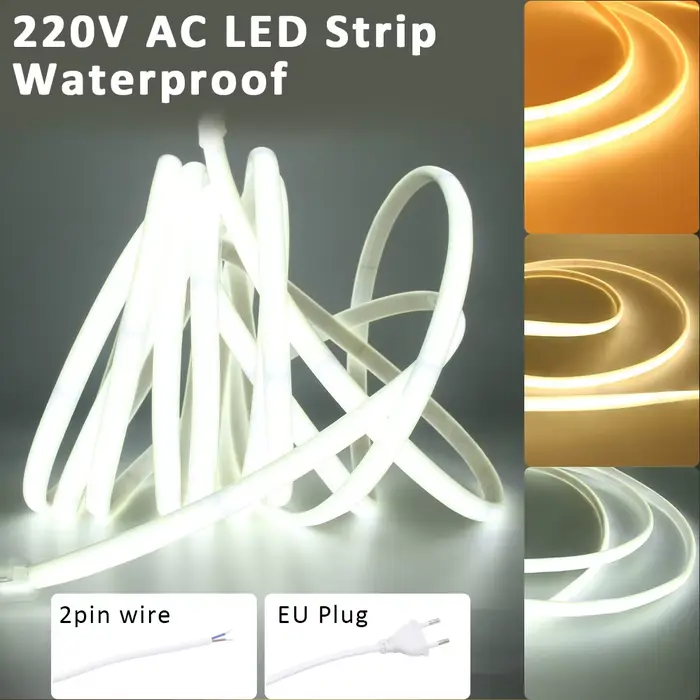 Bandes LED 220V étanche COB LED bande lumineuse 240Led/M 3000K 4000K 6000K décor à la maison ruban Flexible éclairage linéaire