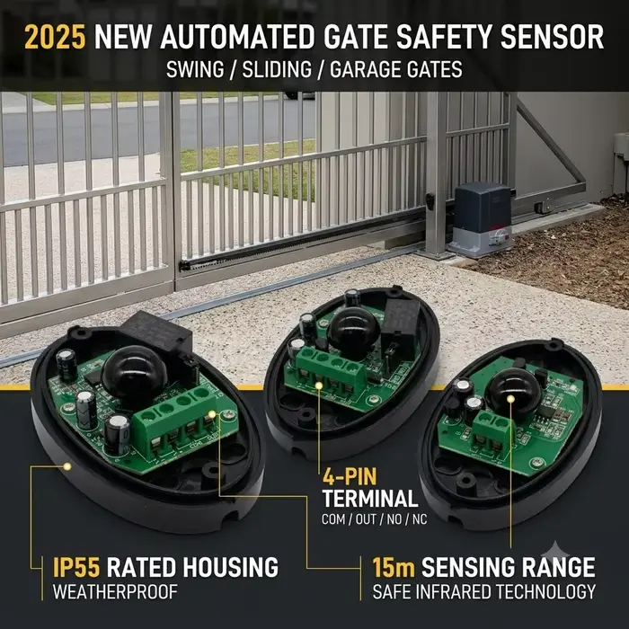 Nouvelle Porte Automatique IP55 2025 avec Capteur Infrarouge de Sécurité 15m / Porte Battante / Coul