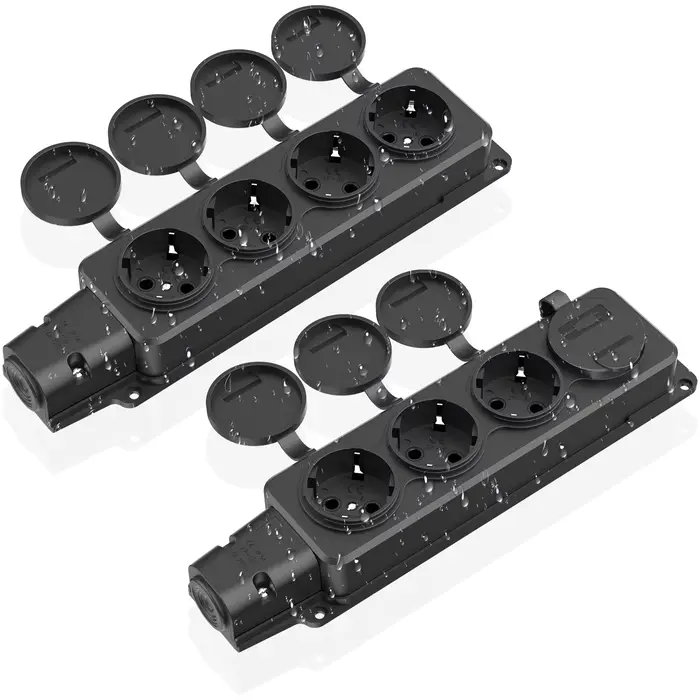 Prise extérieure étanche 2 pièces pour jardin résistante aux intempéries avec classe IP54 pour usage général et sécurité maximale