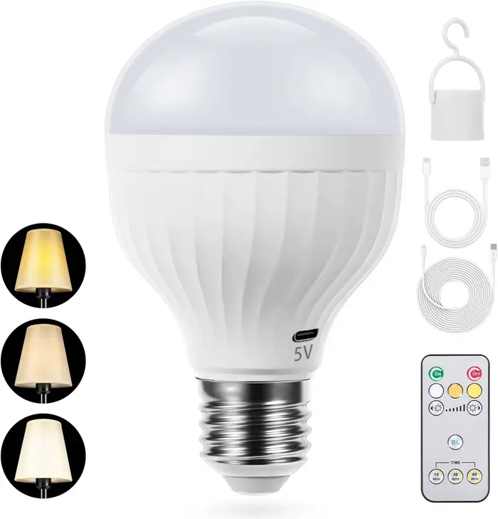 Ampoules rechargeables USB avec télécommande, minuterie à intensité variable pour applique murale sa