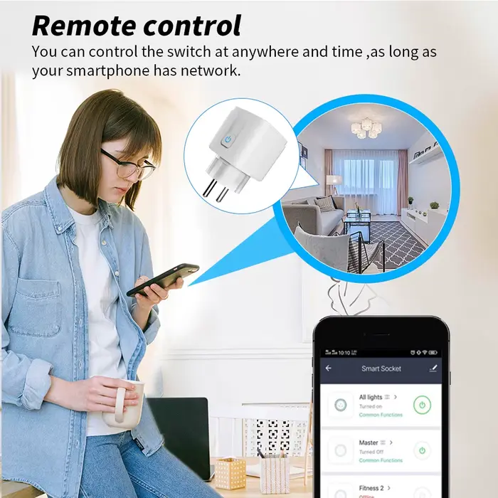 Prise intelligente WiFi Tuya 16A FR avec surveillance de la consommation d'énergie, minuterie et compte à rebours, compatible avec l'application Smart Life, Alexa et Google Home