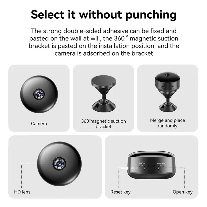 Caméra de sécurité sans fil avec vision nocturne et détection de mouvement surveillance portable pour la maison surveillance des jeunes facile à installer pour usage quotidien et occasions spéciales