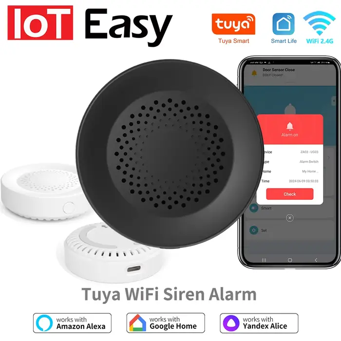 Sirène d'alarme WiFi Tuya pour maison intelligente