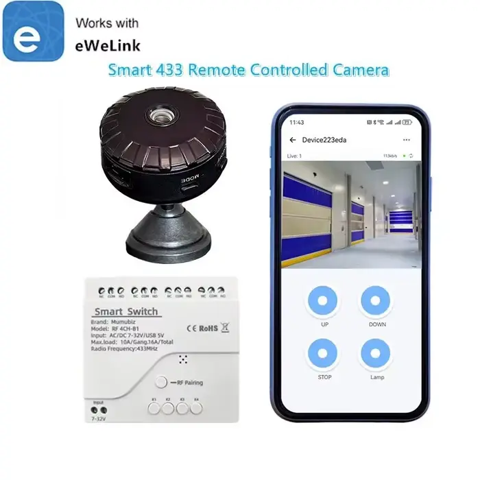 EWelink – caméra intelligente télécommandée RF 433MHZ, avec 4 canaux, interrupteur autobloquant, sur