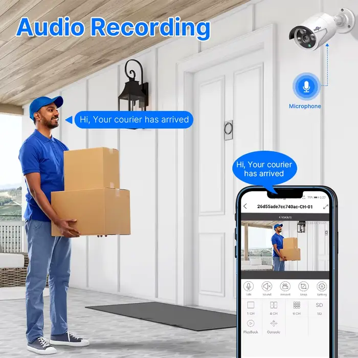 Hiseeu 5MP Audio IP caméra de Surveillance de sécurité POE H.265 extérieur étanche IP66 CCTV