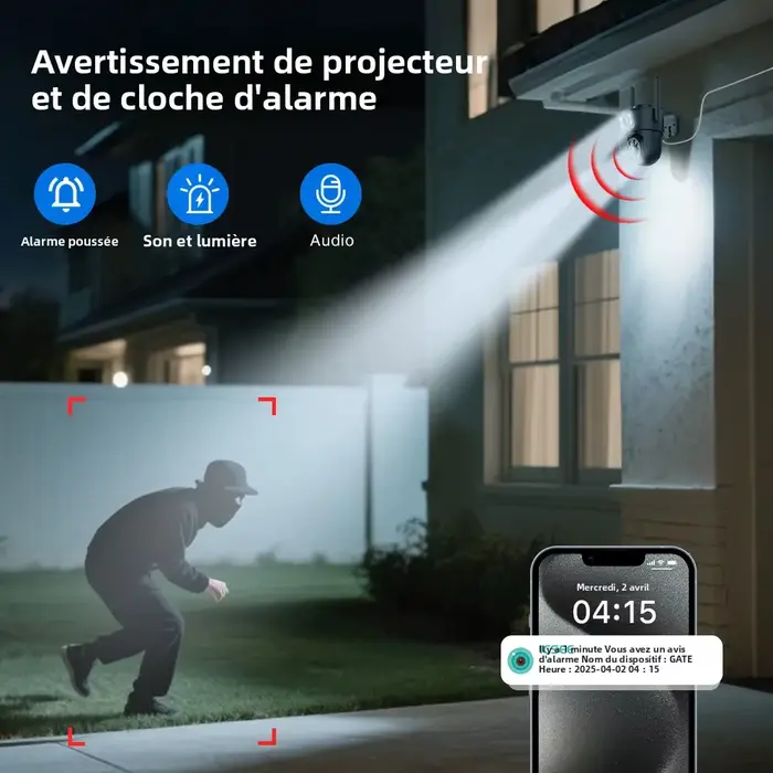 Caméra Wifi extérieure 8MP 4K double objectif