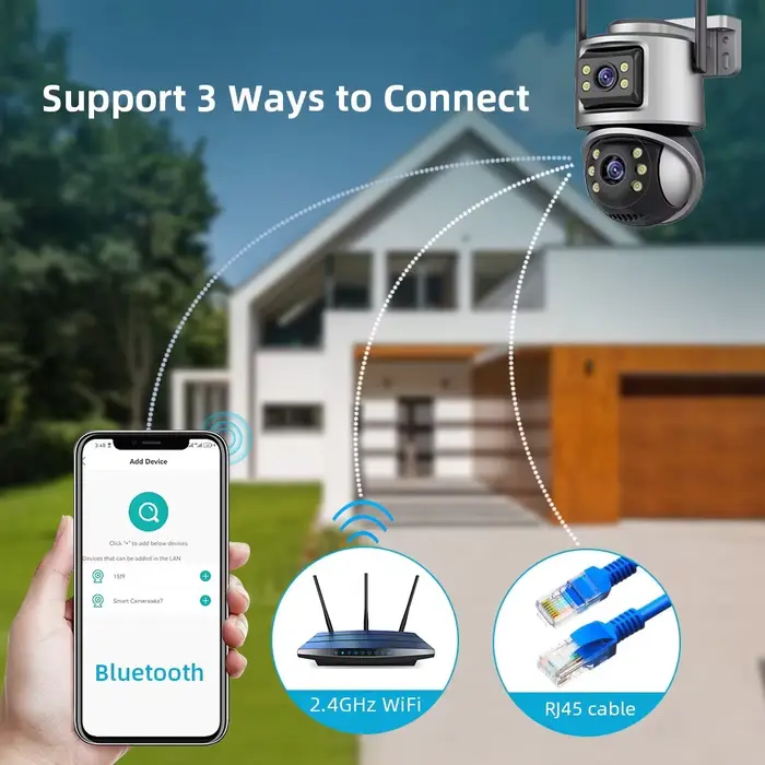 Caméra WiFi 8MP 4K Extérieure Ultra HD Double Objectif