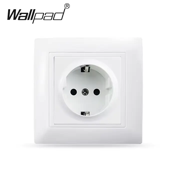 Prise murale triple standard UE pour prises électriques domestiques, panneau en verre cristal, blanc