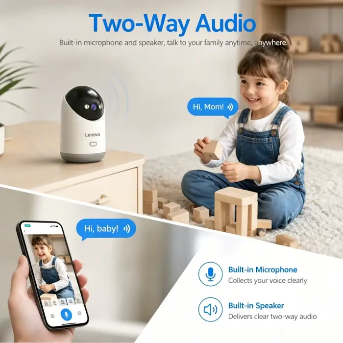Caméra de sécurité domestique intelligente Lenovo 5MP 5G WiFi