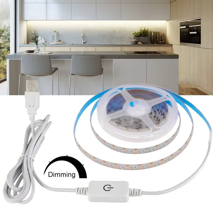 DC5V USB LED bande 2835 Dimmable interrupteur tactile rétro-éclairage TV cuisine bande Flexible LED 