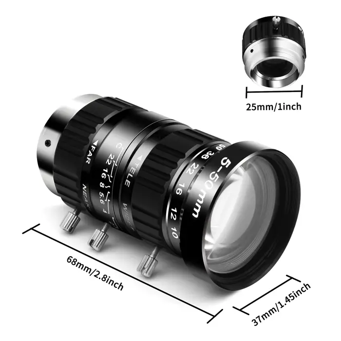 Objectif C/CS Mount 12MP 5-50mm F2.8 Haute Définition pour Caméras USB/IP/POE et Webcams