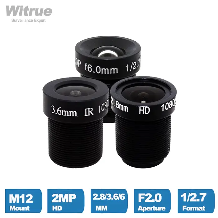 Objectif CCTV 1080P 2.8mm 3.6mm 6mm, monture M12, ouverture 2MP F2.0 1/2.7, Format pour caméra de sé