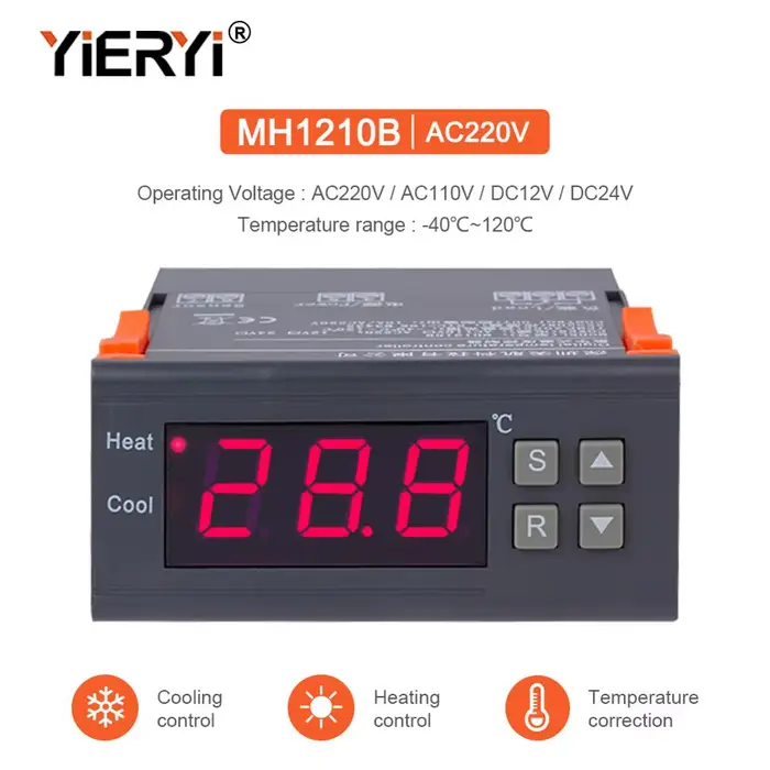 Contrôleur de température numérique Yieryi -40 à 120 degrés, fonction d'alarme, thermostat électroni