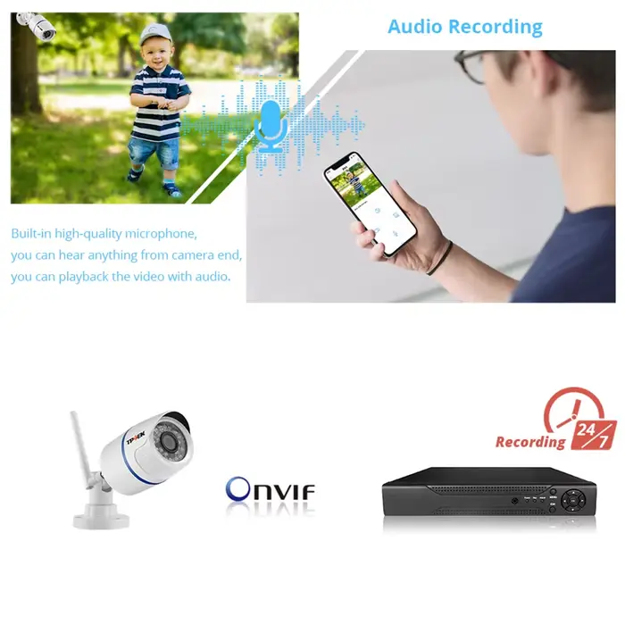 Caméra de Surveillance extérieure IP WiFi HD 1080P 4MP