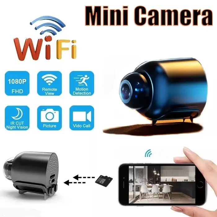 Mini caméra 1080P sans fil, caméra de surveillance de sécurité, vision nocturne, détection de mouvem