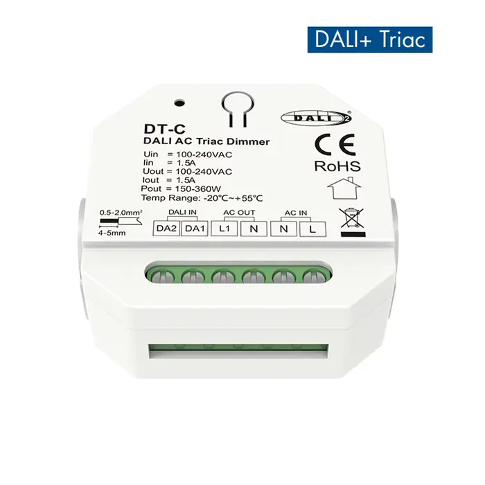 DALI AC Triac variateur DT-C avec interrupteur poussoir gradation traînant DT4 bord