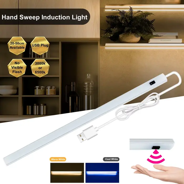 Barre lumineuse LED à Induction avec capteur de mouvement, lampe sous-meuble pour cuisine et toilett