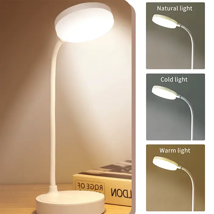Lampe de bureau LED Portable prise USB alimentée par batterie Support de lampe de Table 3 couleurs g