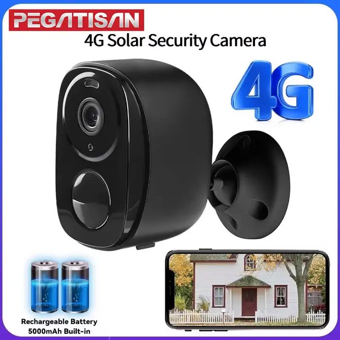 Caméra de sécurité solaire 4G 5MP 2K HD sans fil extérieure avec vision nocturne couleur alimentation par batterie détection PIR étanche et audio bidirectionnel pour maison et commerce occasions spéciales