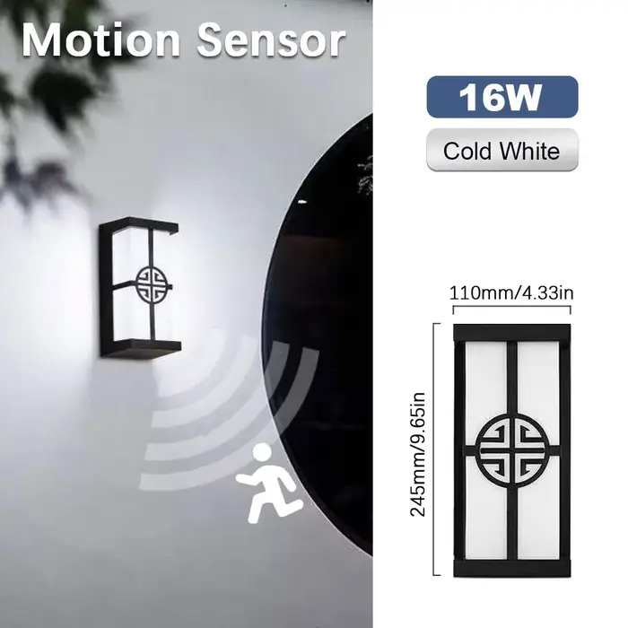 Capteur de mouvement mur LED lumière 16W intérieur et extérieur étanche IP66 porche applique maison 